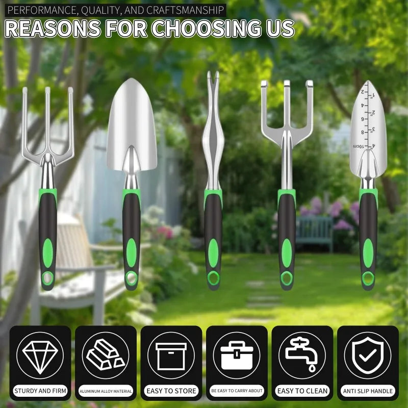 A02F-Gardening Tool Set 8Pcs Featuring Pruners, Gloves, Rakes, Shovels Etc For Planting, Pruning And Transplanting Qme