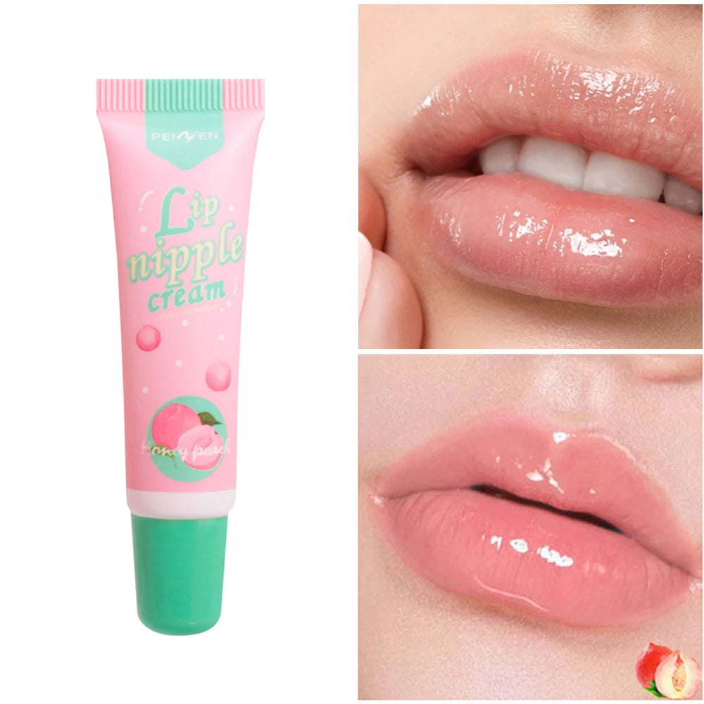 Shimmering Hydrating Lip Oil Tinted Argan Fruit Flavors Nourishing Qme Honey peach