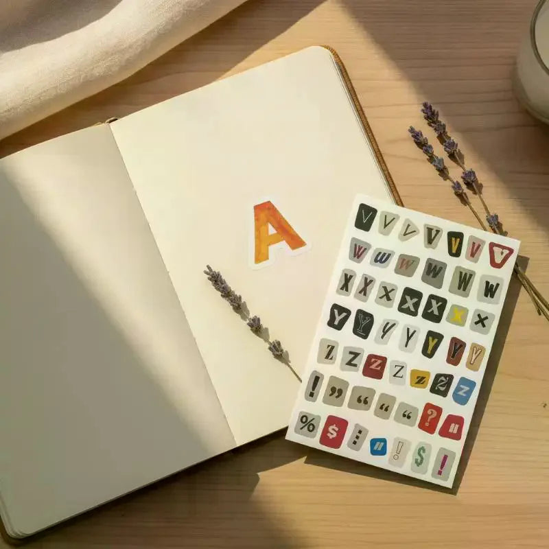 Vintage English Alphabet Stickers Self-adhesive Easy Peel Decals 100+ Qme