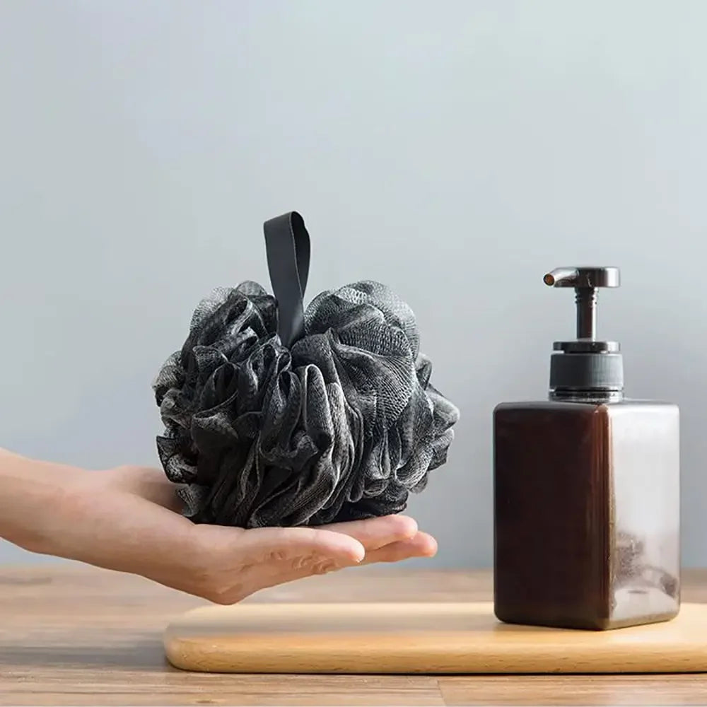 Soft Shower Mesh Foaming Sponge Exfoliating Scrubber Black Bath Qme