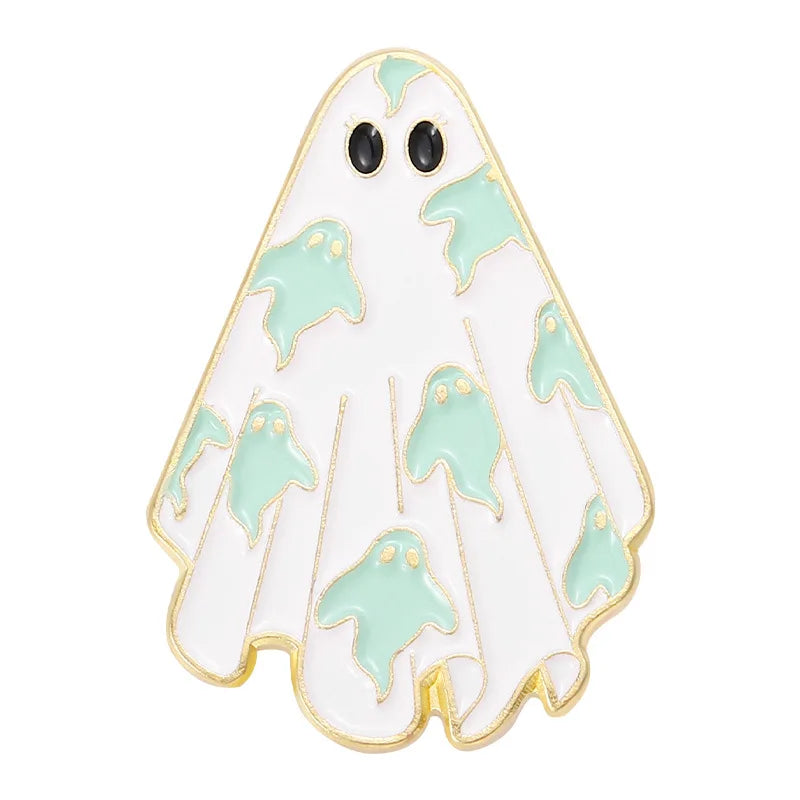 Ghost Enamel Pins Flower Punk Halloween Funny Cute Brooches Metal Badges Lapel Pin Women Kids Gifts Gothic Jewelry Wholesale Qme style 2