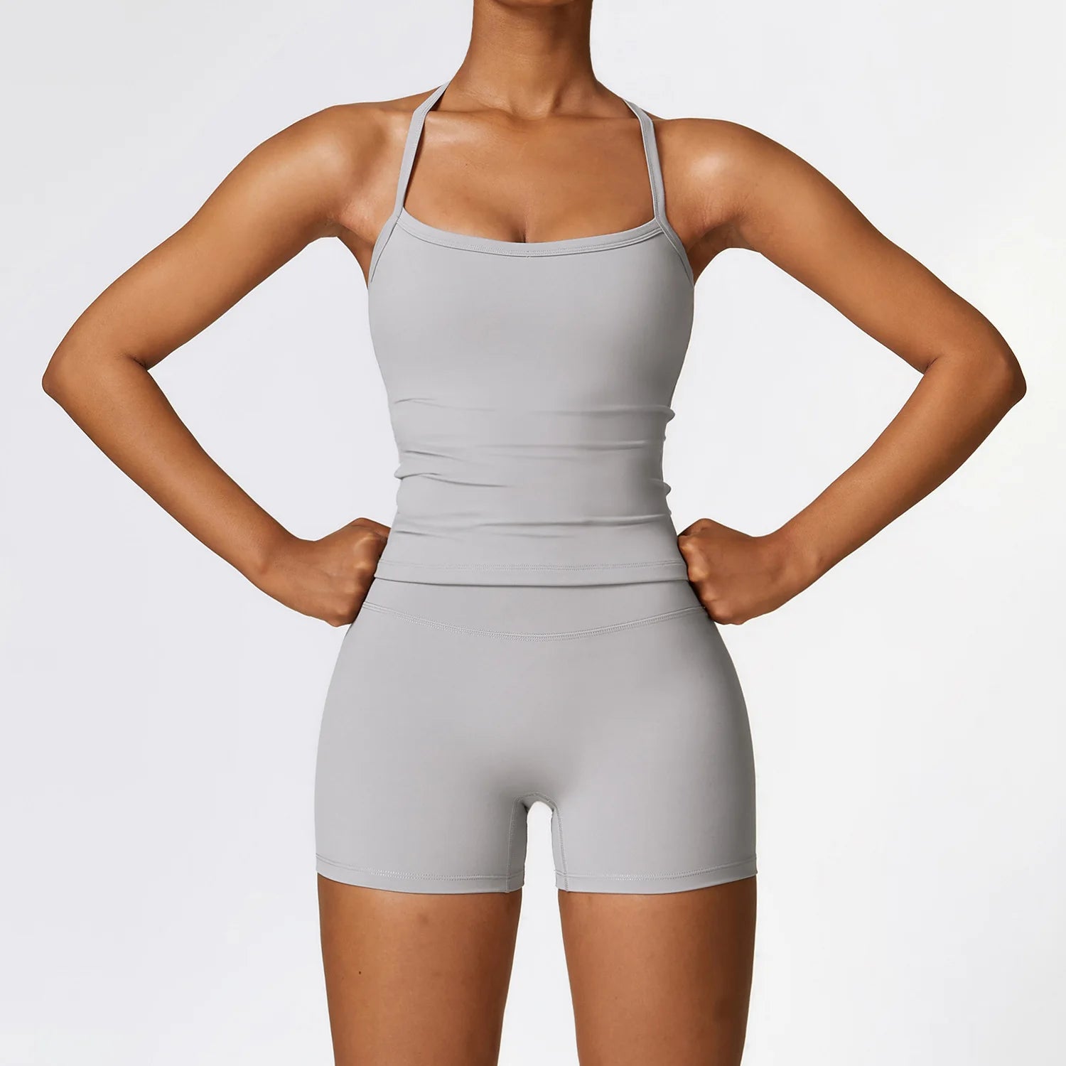 A 2PCS Yoga Suit Sports Set Gym Set Women Tracksuit Running Workout Clothes Long Sleeve Sports Bra Athletic Wear Yoga Clothing Qme 2pcs gray. L