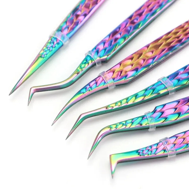 False Eyelash Tweezers Colorful Stainless Steel Precision Anti-static Qme