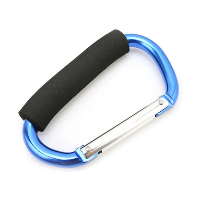 1PCS 13.5X7.1cm Baby Cart Hook Aluminum Alloy Outdoor Climbing Buckle Hook Multifunction D-Shaped Cart Buckle Shopping Bag Hooks Qme Blue