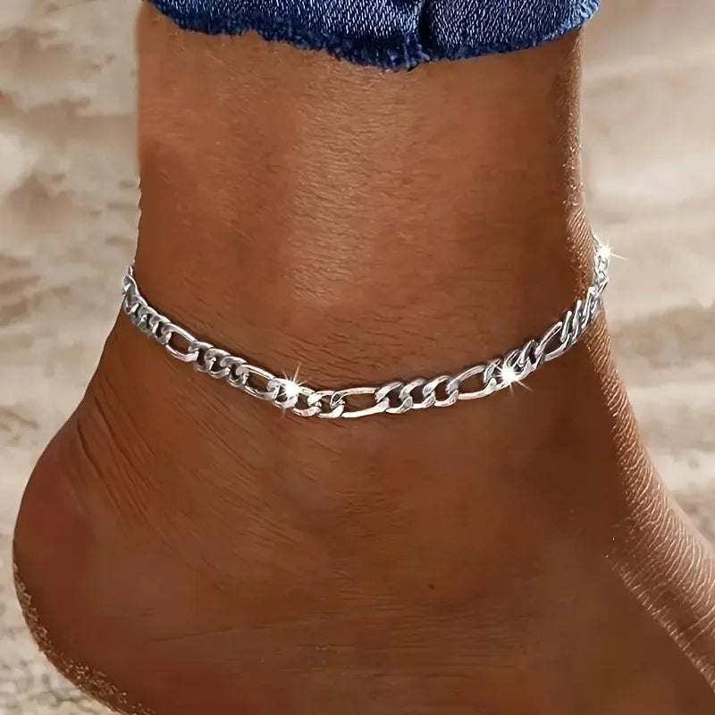 925 sterling Silver Bracelets Anklet Beautiful 4MM chain for Women men Wedding Pretty designer Jewelry Fashion Holiday gifts Qme