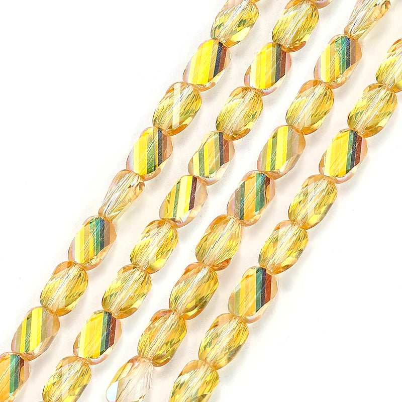 2 Sizes Faceted Glass Twisted Beads AB Color Craft Loose Spacer Beads for DIY Jewelry Bracelet Necklace Earring Making Crafting Qme Color 8 6x8mm-70pcs