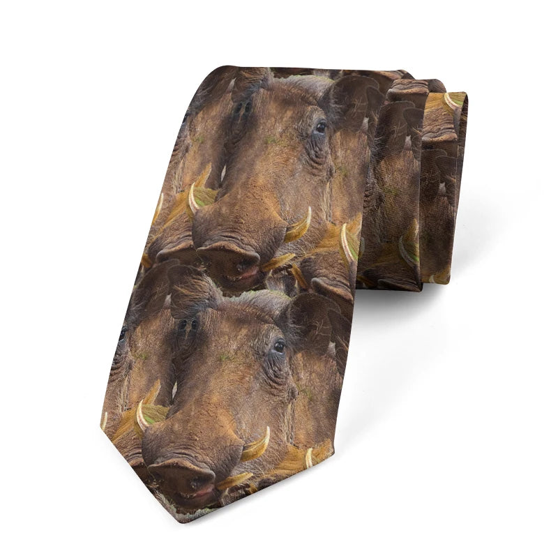 Grassland Net Red Tie Lion King Warthog Hyena Trend Printed Men Women Qme style3