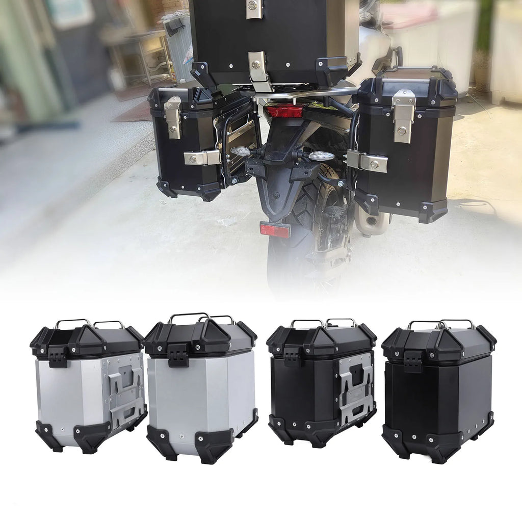 18L Motorcycle Side Case Aluminium Alloy Motorbike Hard Side Saddlebag Box with Safety Lock and Handle for Helmet Luggage Qme
