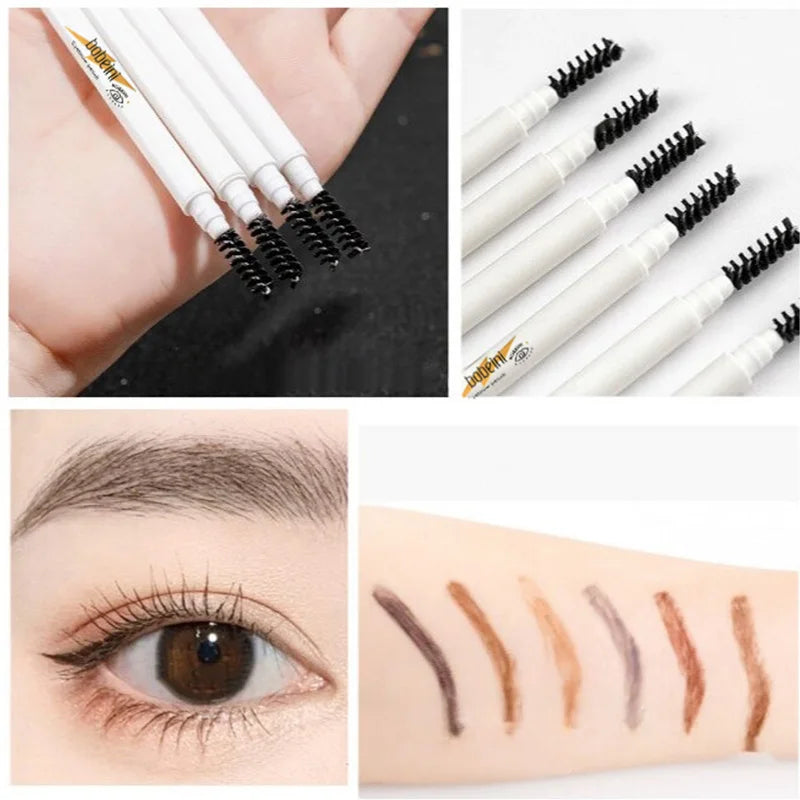 6-color Waterproof Dual-ended Eyebrow Pencil Brush Matte Look Brow Qme