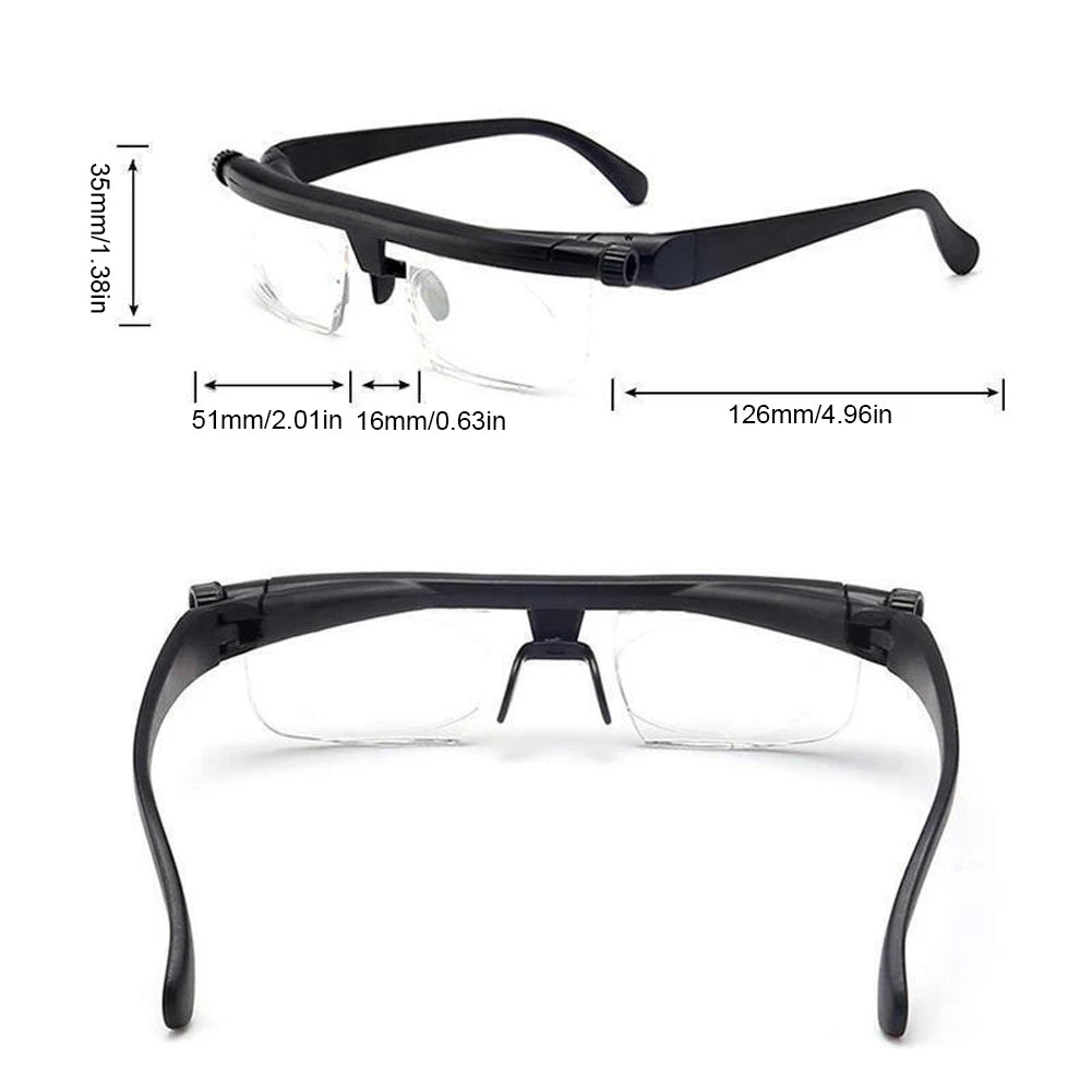 -6D To +3D Myopia Presbyopia Eyeglasses Focal Length Correction Adjustable Strength Lens Eyewear Auto Adjusting Reading Glasses Qme