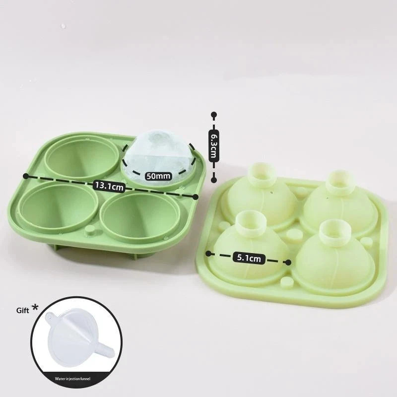4-Hole Large Silicone Trays Big Round Sphere Ice Shape Cube Mold Tray Qme A2
