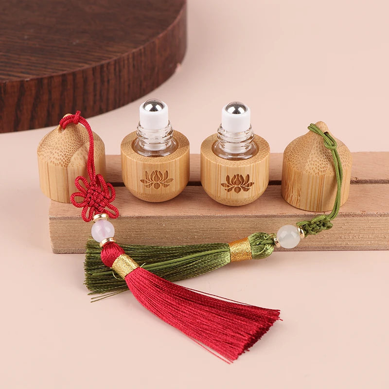 Bamboo Roller Empty Bottle Skincare Containers Ancient Roll Bottles Qme