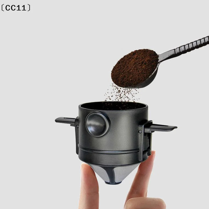 Coffee Filter Cup Foldable Reusable Dripper Dual Layer Mesh Pour Over Qme