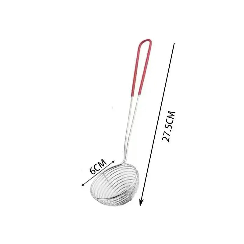 Stainless Steel Spider Strainer Heat Resistant Non-slip Red Handles Qme B