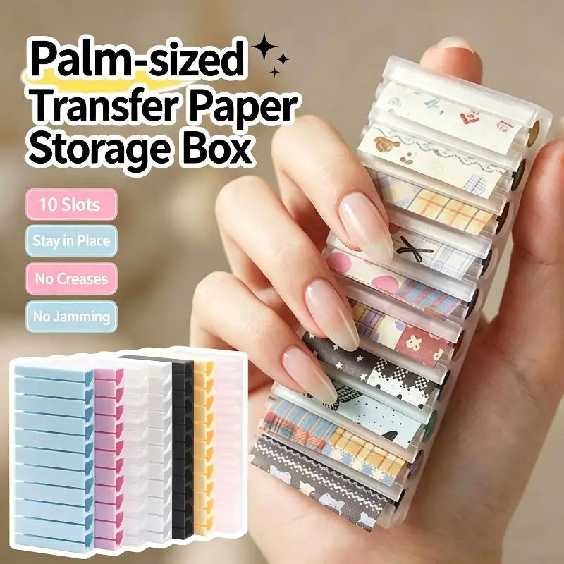 Mini Portable Nail Art Transfer Foil Storage Box Anti Wrinkle 10 Slot Qme