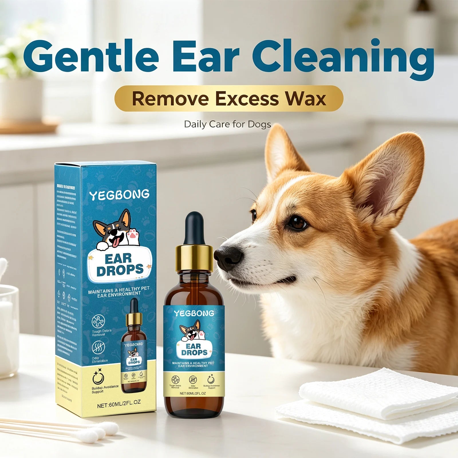 Dog Ear Care Drops Nourishing Removing Earwax Eliminate Odors Relieving Ear Discomfort & Itching Mild Pet Ear Cleansing Solution Qme Default Title