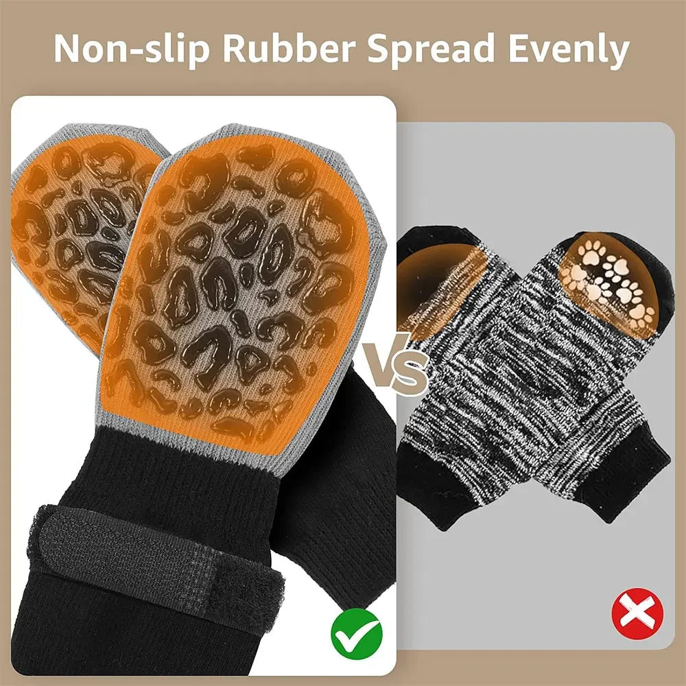 4pcs Dog Paw Protectors Anti-Slip Boots with Traction Control Adjustable Socks for Injured Paws Senior Dogs Qme