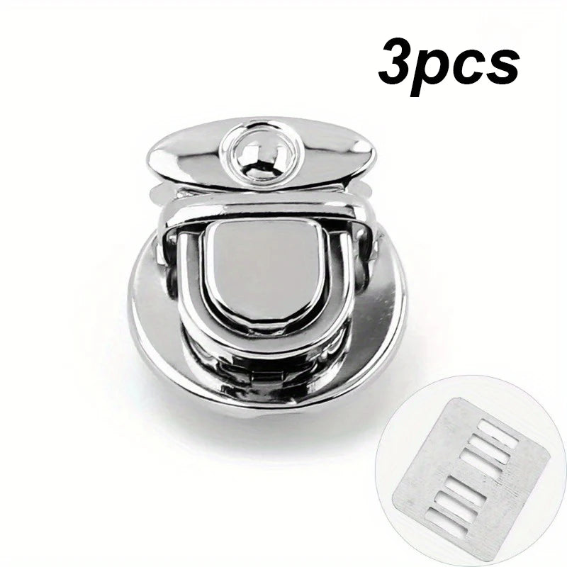 3 Uds Cerraduras De Metal Cierre De Bolsa Hebillas De Captura Para Bolsos Cierre De Bolsos Cierres a Presión DIY Artesanía Hardw Qme 3pcs silvery