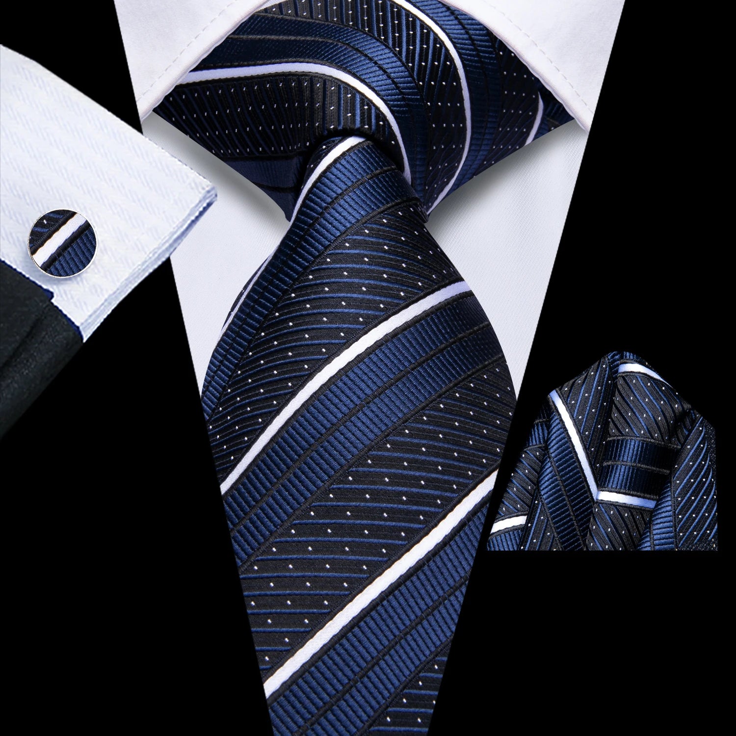 Hi-Tie Designer Orange Teal Striped Paisley Silk Wedding Tie For Men Necktie Hanky Cufflink Fashion Business Party Dropshipping Qme 4050