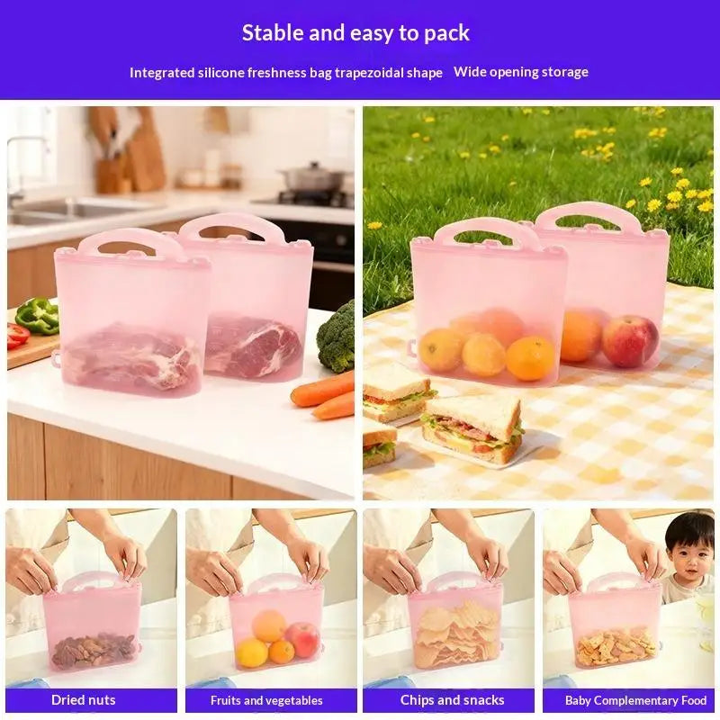 Freezer Bag 1000/1200/1500ml Self Sealing Leak Proof Reusable Fresh Keeping Bag For Picnic Food Cooling Qme