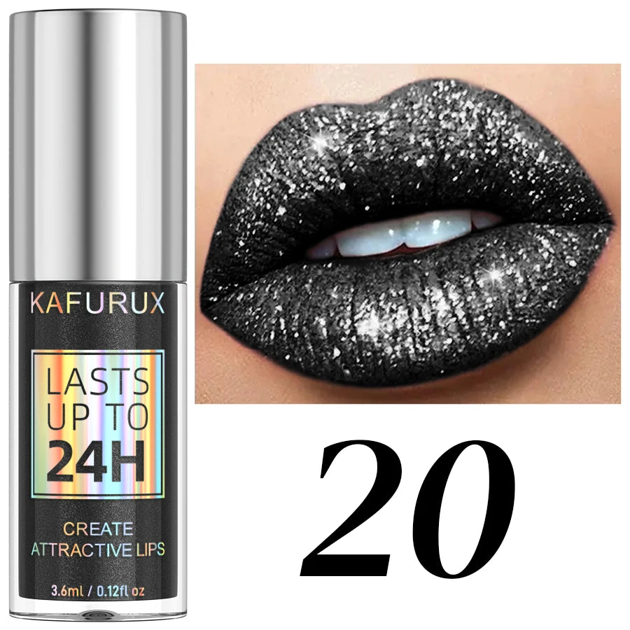 20 Matte Shiny Glitter Liquid Lipstick Lip Gloss Diamond Makeup Qme 20