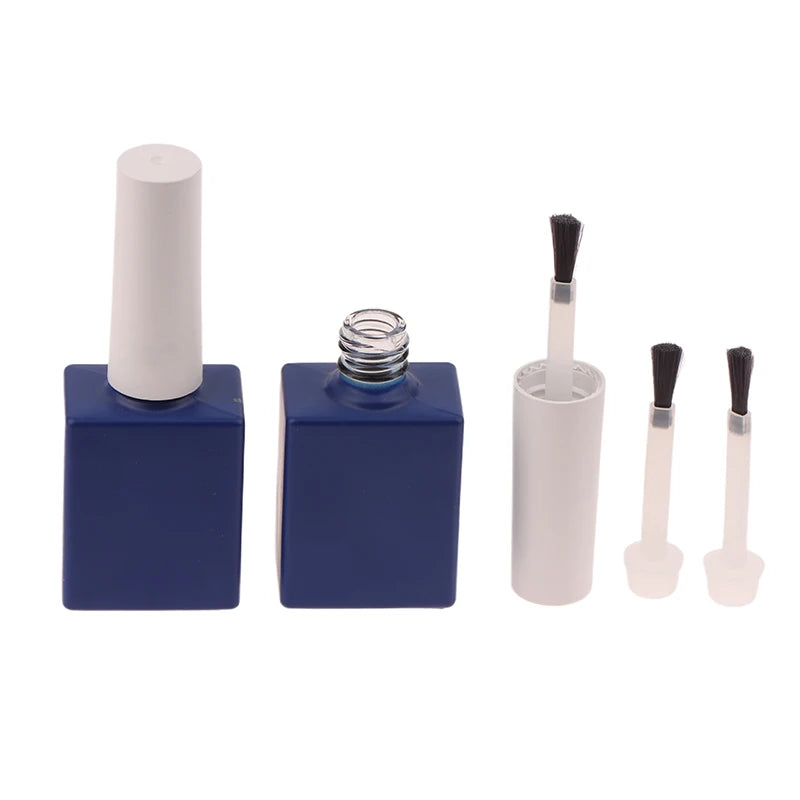 Blue Glass Nail Polish Bottle Brush Empty Refillable Container Gel Qme
