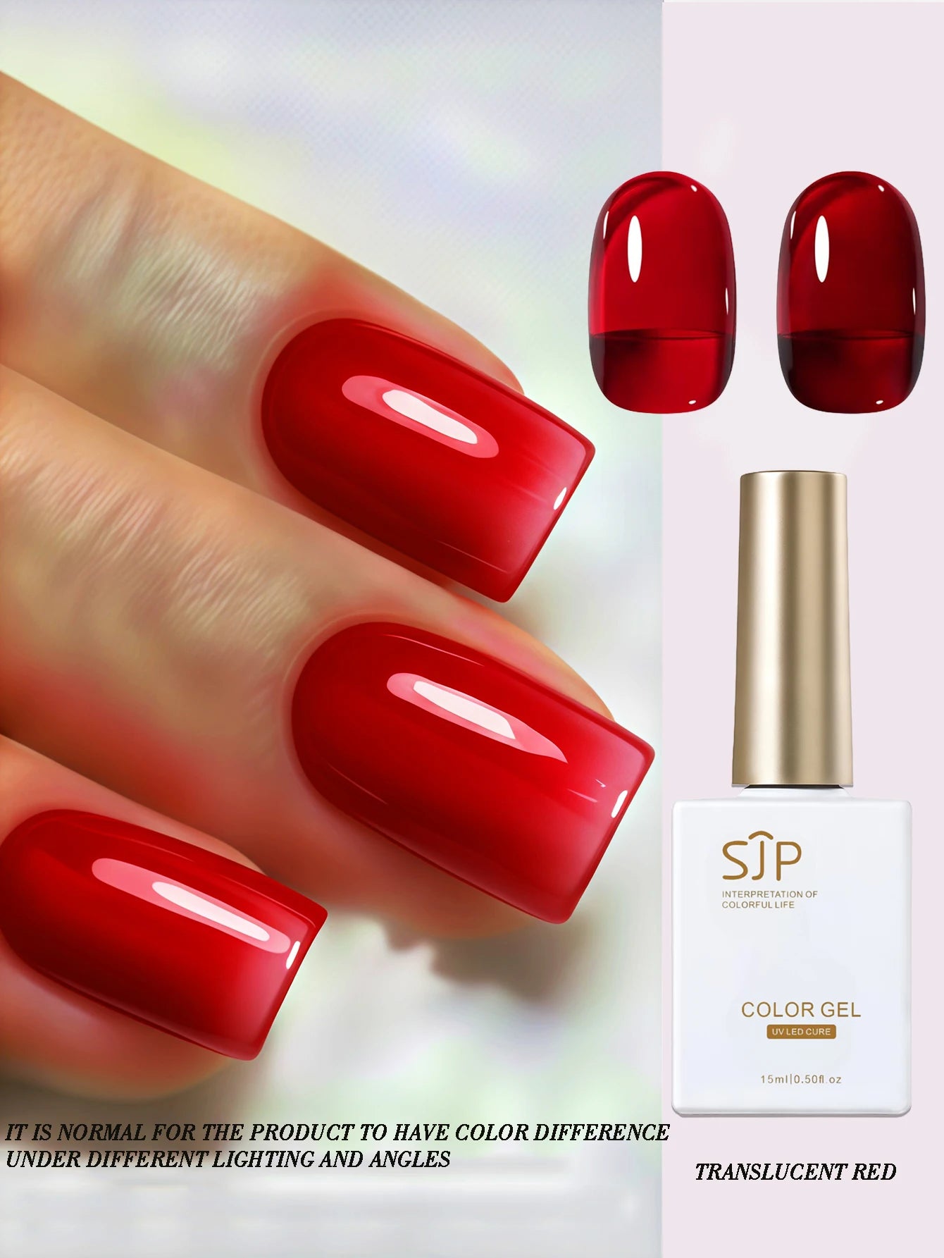 Gel Nail Polish Purple Pink Glitter Semi Permanent Soak Off UV LED Qme TRANSLUCENT RED