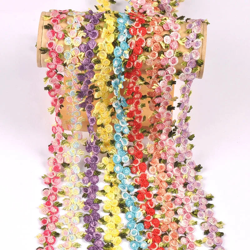 1 Yard 21mm Colorful Flower Lace Trim, Cute Rose Floral Embroidery Lace Ribbon for DIY Sewing Crafts Clothes Headbands cp3851 Qme