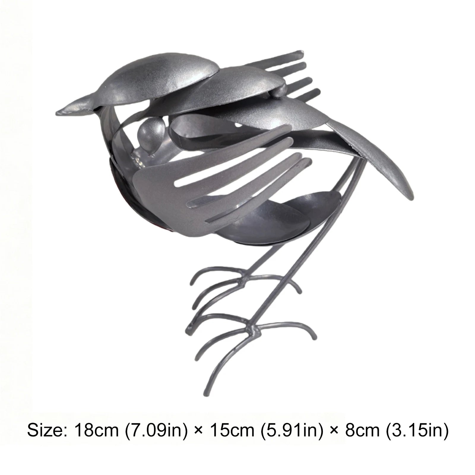Metal Bird Sculpture for Outdoor Garden Yard Decor Handmade Recycled Fork & Spoon Bird Statue Unique Gift for Bird Lovers Qme