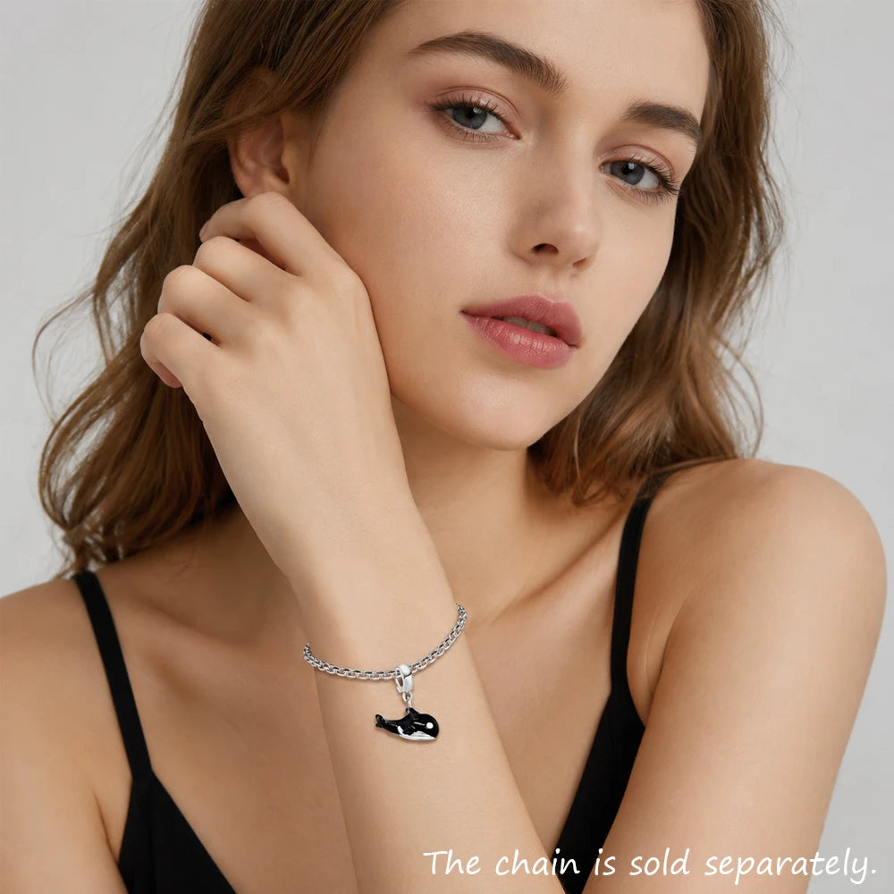 Charm Pendant Enamel Orca Whale Jewelry For Women Men Cute Gift In 925 Sterling Silver Qme