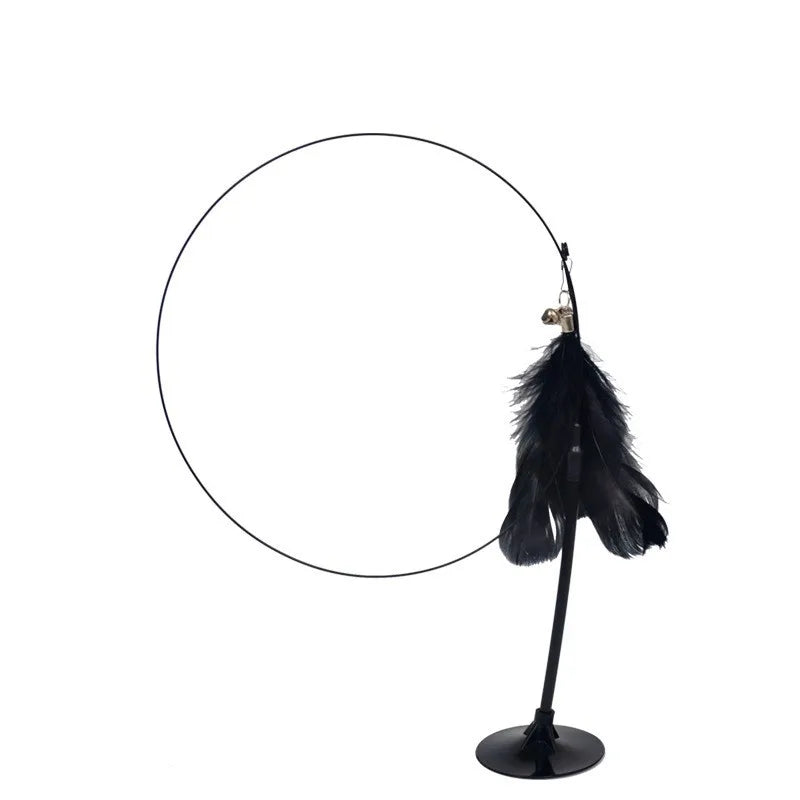 Cat Teaser Stick With Bell, Feather, Long Rod Suction Cup Qme