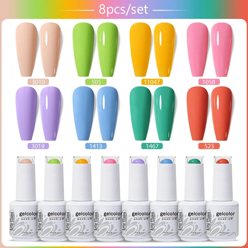 Arte Clavo 4 6 8 Gel Nail Polish Art Soak Off UV Colorful Semi