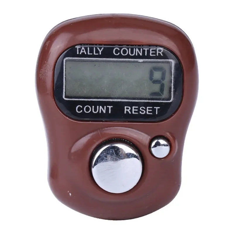 Mini Finger Counter Islamic Bead 5 Digital LED Electronic Handheld Tally Counter Clicker Counter Ring Qme brown