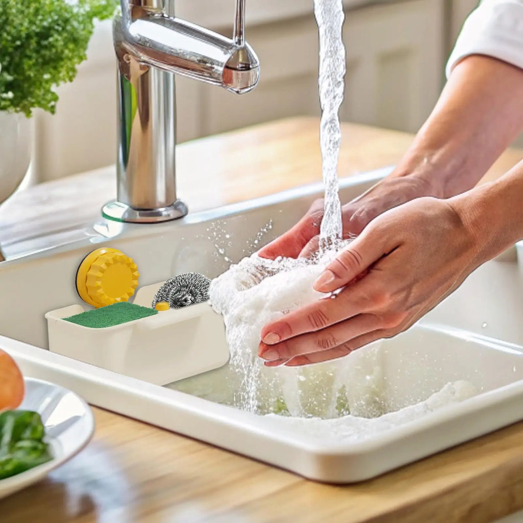 Kitchen Sink Strainer Basket Suction Cup Sponge Rack Vegetable Qme