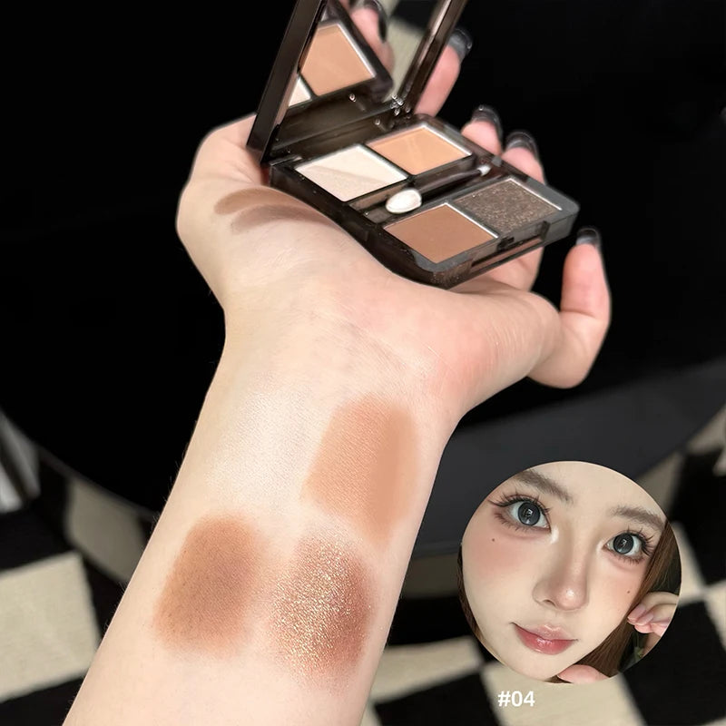 ART VALUE 4 Colors In 1 Eyeshadow Palette Glitter Pearlescent Matte Eye Shadow Shimmer Makeup Lasting Shadow Highlighter Contour Qme 04