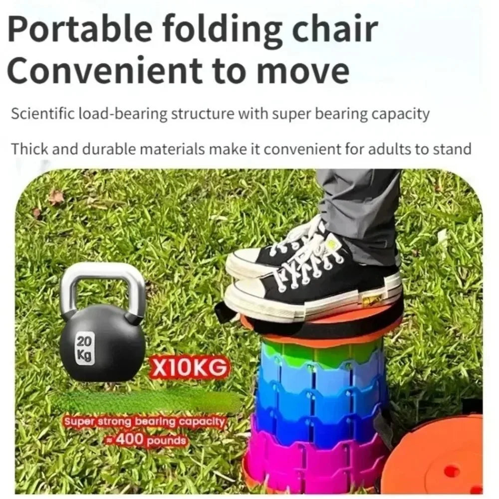 Outdoor Portable Rainbow Fold Expandable Lightweight Plastic Stool Travel Queue Camping Fish Home Saving Space Telescopic Stool Qme