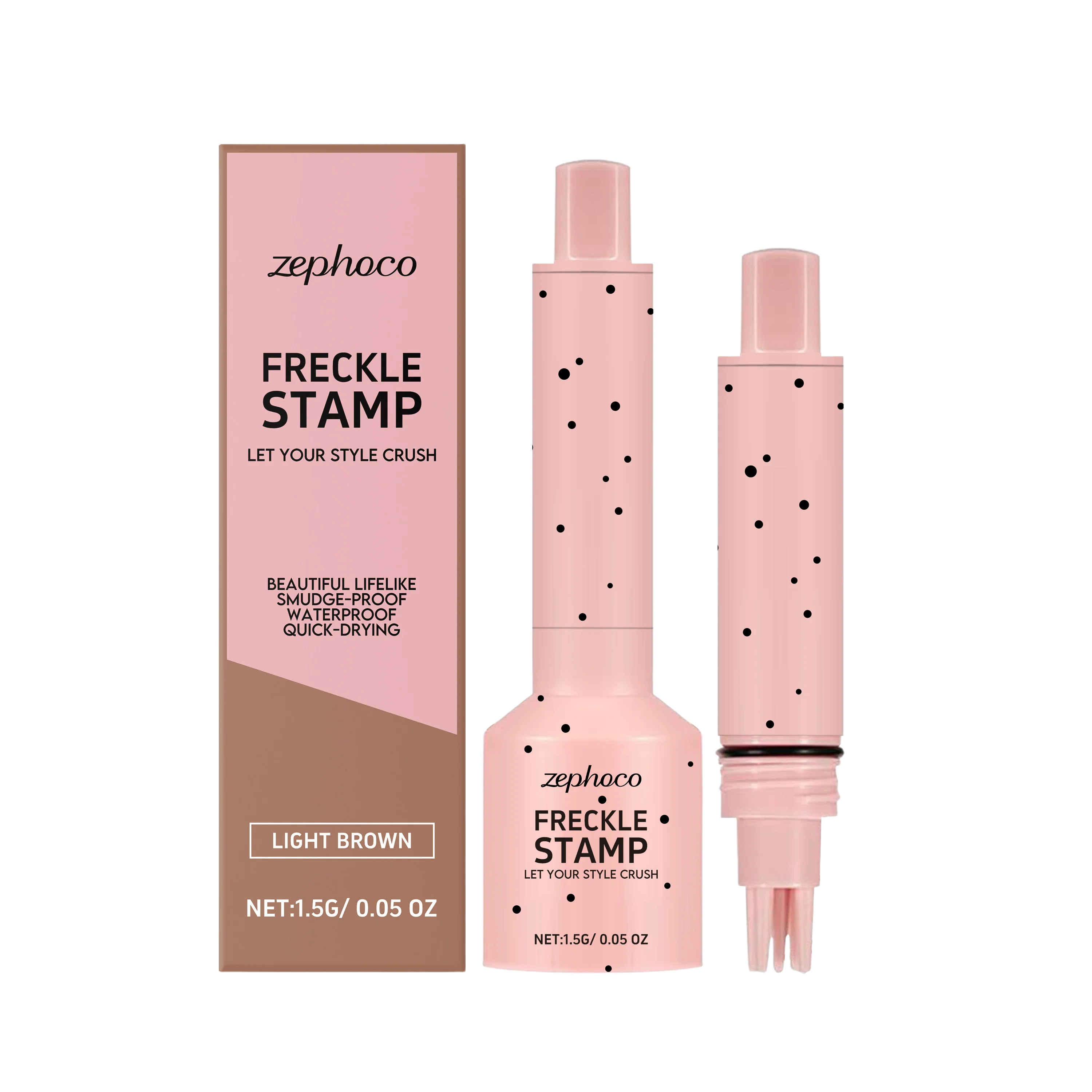 Zephoco Freckle Stamp Quick Drying Waterproof Smudge Proof Natural Qme Light Brown