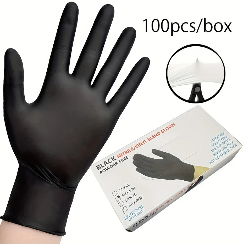 30/50/100PCS Black Nitrile Gloves Household Kitchen Bathroom Cleaning Gloves Dishwashing Nail Art Hair Dye Pets Latex Free Qme