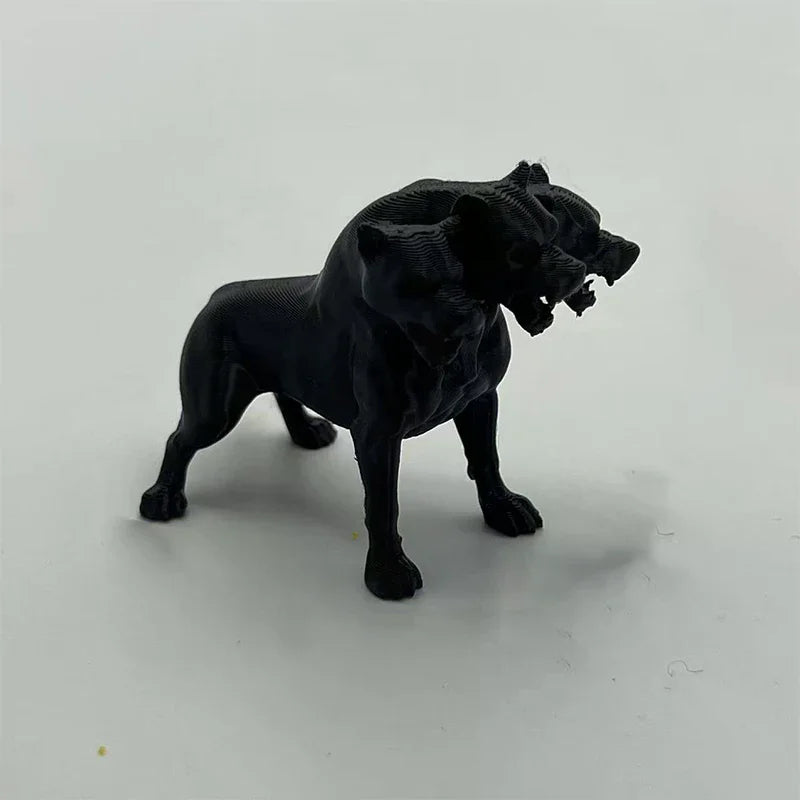 Gothic Three-headed Dog Statue Desktop Ornaments Scary Black Design Desk Home Decoration Qme