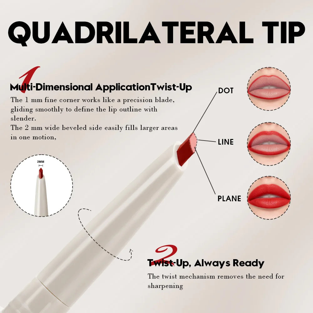 Matte Lip Liner Pen Long-lasting Water Sweat Resistant Twisted Design Qme