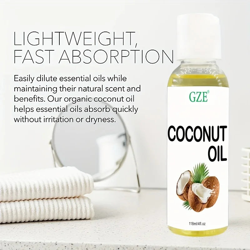 GZE Fractionated Coconut Oil - Relaxing Massage Oil, Liquid Carrier Oil for Diluting Essential Oils - Skin,Moisturizer Softener Qme