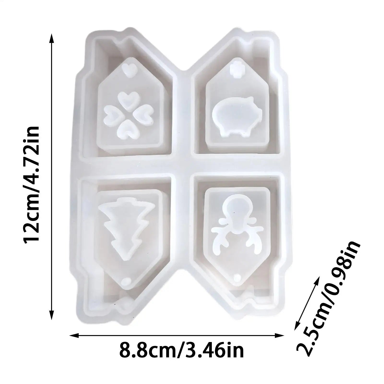 House Silicone Mold Resin 4-Cavity Christmas Mould Epoxy Plaster Qme