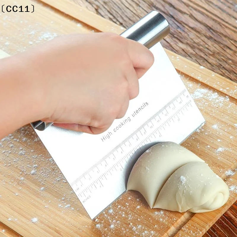 Stainless Steel Dough Pastry Scraper Pizza Cutter Chopper Measuring Qme