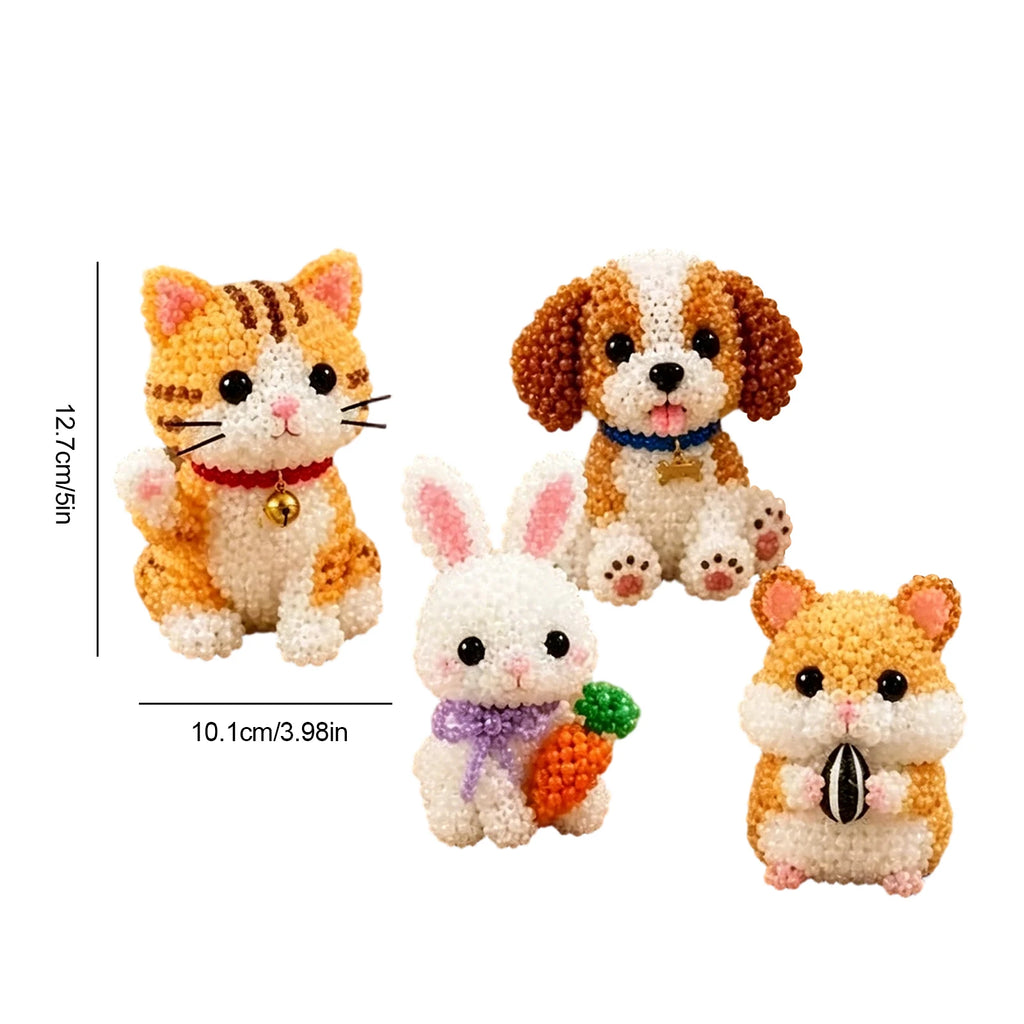Cute Farm Animal Bead Craft Kit Diy 3d Beaded Ornament Set Perfect For Home Decor Keychains & Gift Giving Easy Craft Qme