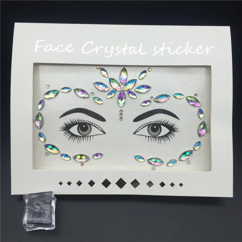 Face Gems Rhinestone Temporary Tattoo Jewels Festival Party Body Eyes Glitter Stickers Flash Mermaid Temporary Tattoos Sticker Qme