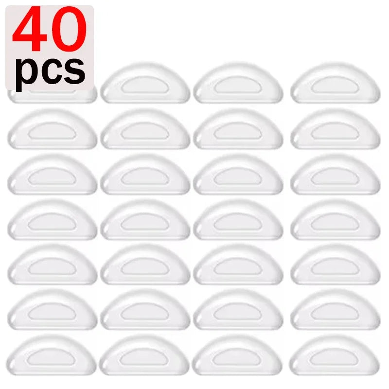 10/60pcs Glasses Nose Pads Adhesive Silicone Nose Pads Non-slip Transparent Nosepads for Glasses Eyeglasses Eyewear Accessories Qme clear-40pcs