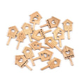 25Pcs 3x5cm Natural House Pattern Wooden Board Insert Ornaments Flowerpot Card Kids Supplies Wood DIY Crafts Home Decor Arts Qme Default Title