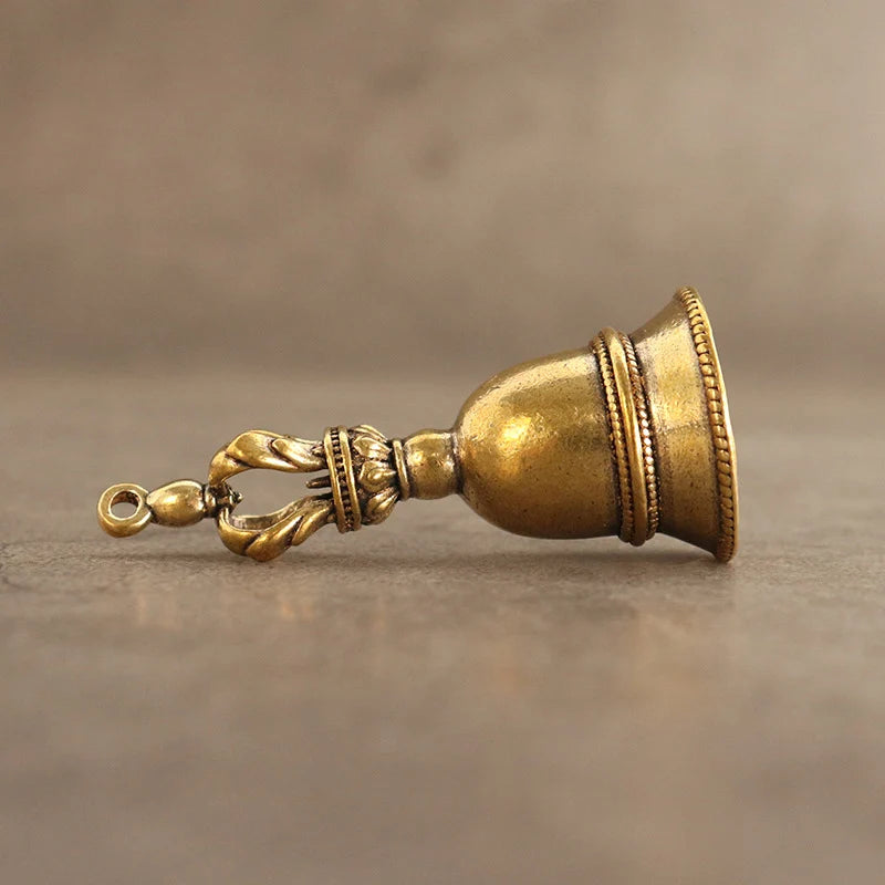 Home Decoration Craft Vintage Brass Bell Charm Pendant DIY Keychain Qme