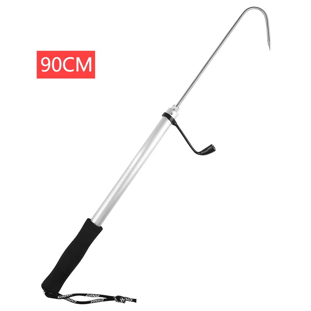 Telescopic Fish Gaff Stainless Steel Ice Sea Fishing Spear Hook Flexible Fishing Gaff Holder Spear Hook Gripper Tool Accessories Qme 1Pc 90cm