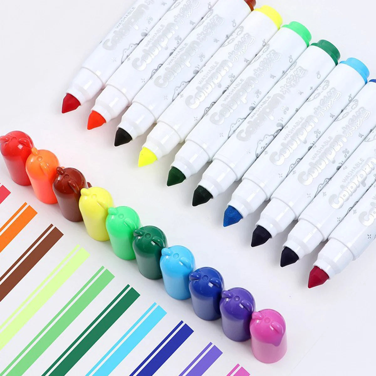 12/18/24 Pcs/set Color Washable Children Watercolor Brushes Marker Pen Tapered Tip Kawaii Drawing Stationery Qme